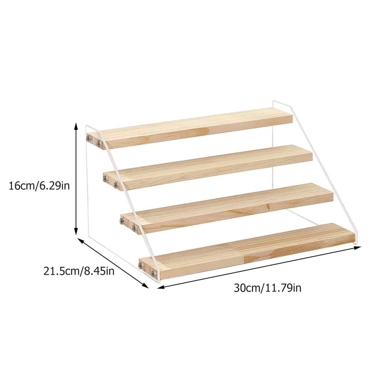 SHINEOFI Scaffale Portaoggetti a 4 Livelli in Legno e Acrilico, Espositore a Gradini per Dessert e Cosmetici, Organizer da Tavolo per Casa, Ristoranti e Eventi come Matrimoni e Feste