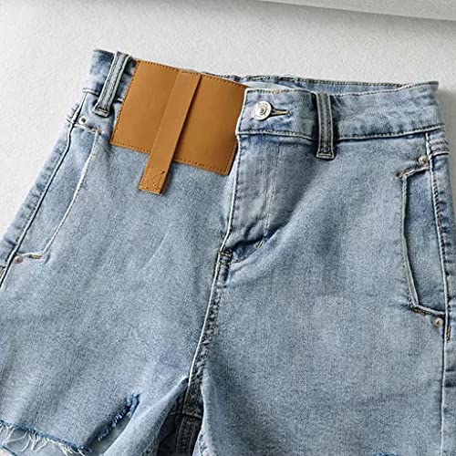 Short en denim taille haute gainant à bords bruts pour sculpter la silhouette - 7