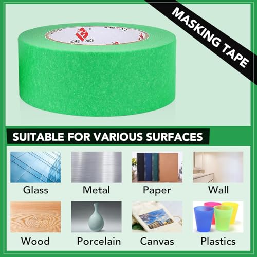 Image of BOMEI PACK 4 inch Painters Tape, 3D Printing Tape 4 Inches x 55 Yards for Laser Cutting, 21-Day Clean Removal Wide Green Masking Tape
