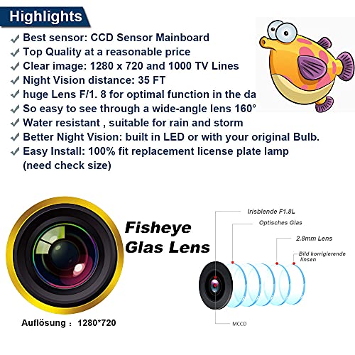 Caméra de recul Fisheye IP68 avec vision nocturne HD haute résolution