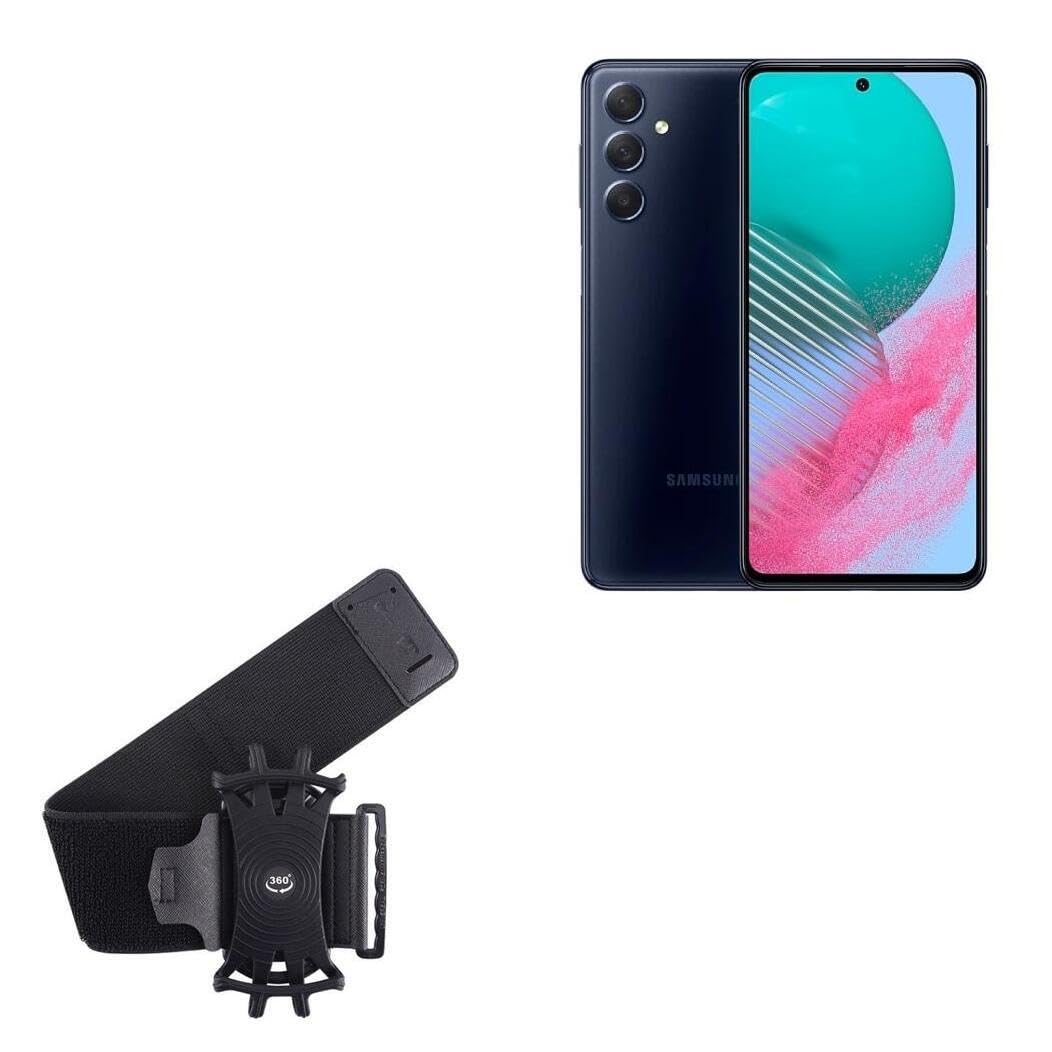 BoxWave Holster Compatible with Samsung Galaxy M55 - ActiveStretch Sport Armband, Adjustable Armband for Workout and Running - Jet Black