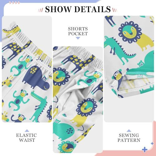 ZZXXB Lion Hippo Monkey Boys Long Pants Soft Trousers Elastic Waist Kids Lounge Bottoms with Pockets S-XL4