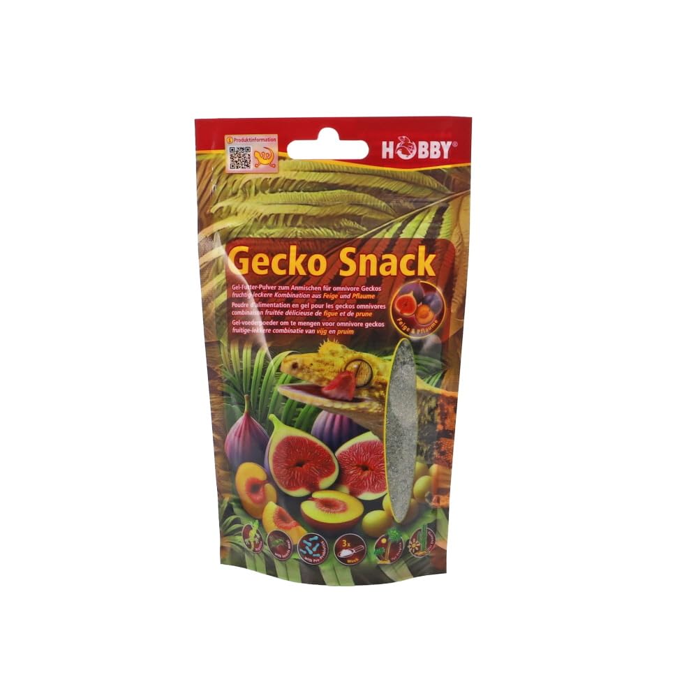 Hobby Terraristik Gecko Snack Higo/Ciruela - Forro de gel afrutado para geckos | 1 unidad | Con harina de insectos y probióticos para una digestión saludable y vitalidad