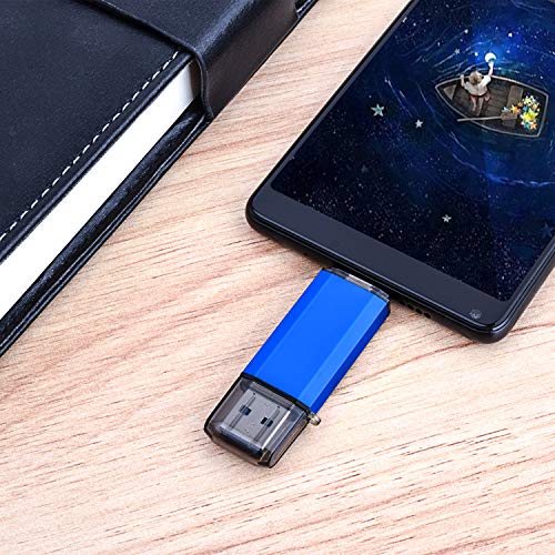 Image of 32GB USB Flash Drive, Type C Dual USB Disk(USB-A 3.0 /Type C 3.0), High Speed Thumb Drive USB Pen Stick for Type C Smartphones, Tablets, PC, New MacBook-Blue
