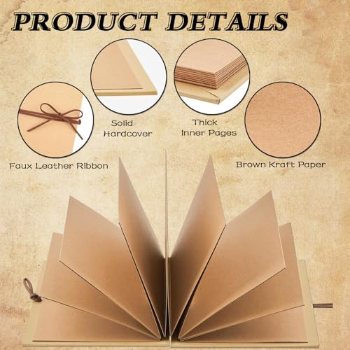 Livre d'accordéon, Couverture rigide Papier Kraft Albums Photo Papier Kraff Albums photo DIY Livre de couverture rigide, stretchable pliant style Kraft Poster Memory Sketchbook