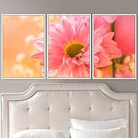 3 Piece Framed Canvas Wall Art Pink Blossom Canvas Prints Home Artwork Decoration for Living Room,Bedroom - 16