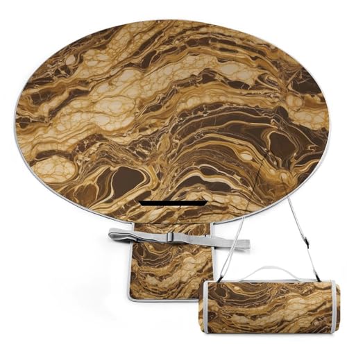 R&e wasserdichte Picknickdecke, goldener Marmor-Druck, Outdoor, faltbare Picknickmatte für Camping, Strand, Graspark