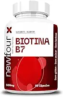 Biotina B7 500mg – Suplemento de Biotina Pura para Cabelo, Unhas e Pele | Vitamina para Cabelo e Unhas | 60 Cápsulas Sem Glúten – NewFour