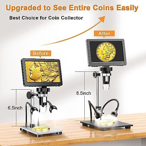 Image of Etzin DM9 Pro 7 inch Mini HDMI Digital Microscope 1200X, 1080P 16MP Coin Microscope for Entire Coin View with IPS Screen, LCD Soldering Microscope for Adult, 10 LED Lights, PC /TV Compatible-EPL-1016IM.