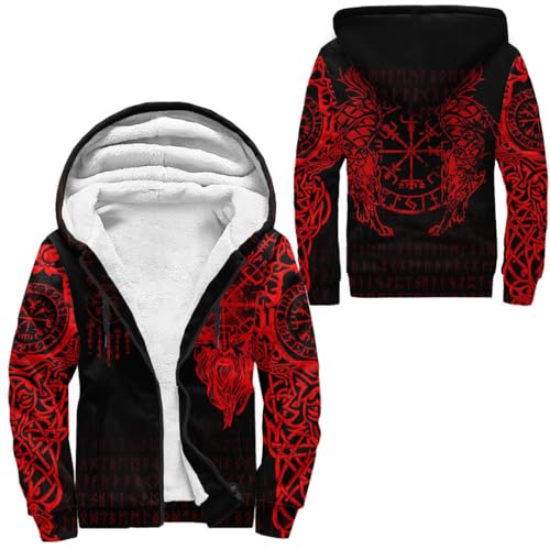 Men's Viking Padded Hoodie, 3D Printing Unisex Large Size Jacket Sweatshirt Jacket2