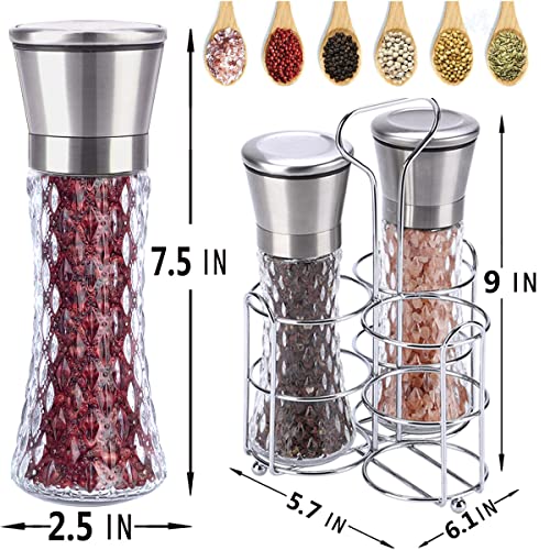 3 Pack-Salt-And-Pepper-Grinder-Set,Stainless Steel Kitchen-Gadgets-Salt And Pepper Shakers,Refillable Adjustable Ceramic Coarseness Pepper Mill Salt Grinder Home And Kitchen Accessories #TOP7
