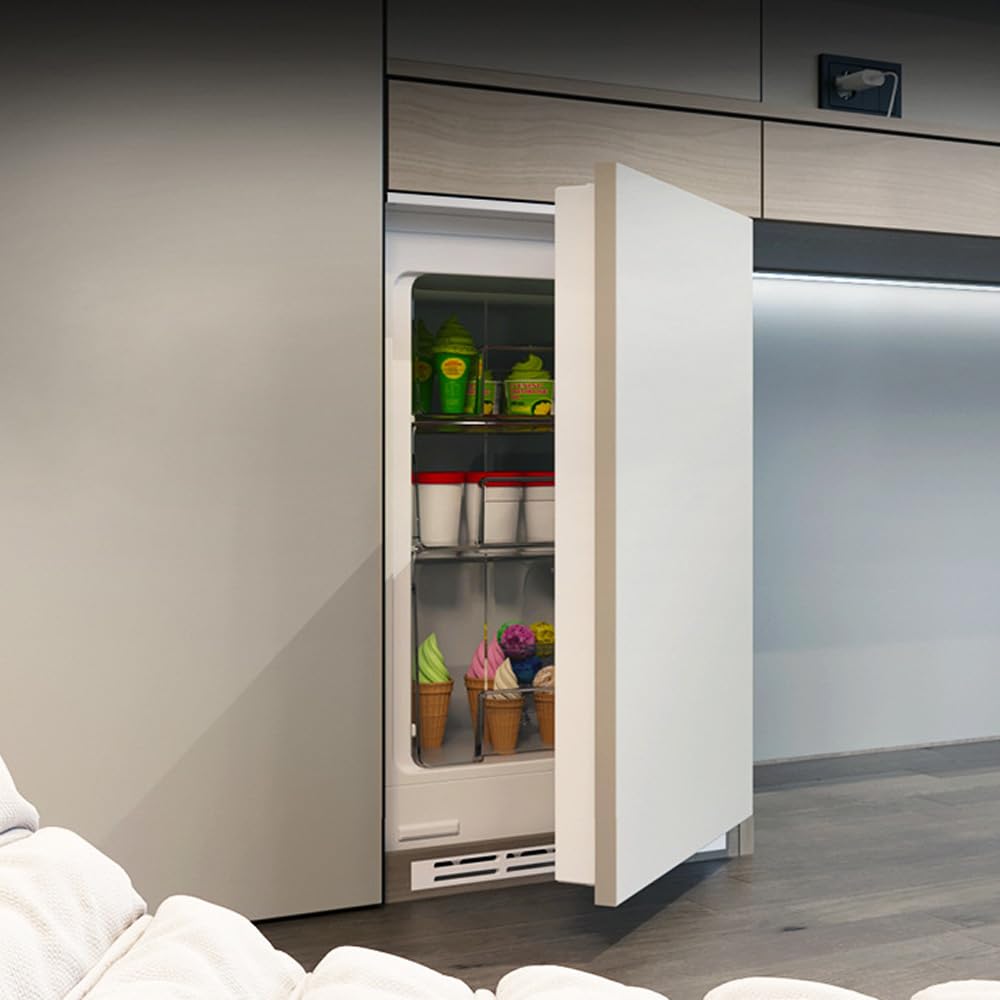 Congelador horizontal totalmente integrado de 65 L, refrigerador oculto de tamaño completo con congelador, refrigerador para garaje, profundidad estándar, acero inoxidable, funciones de congelación y