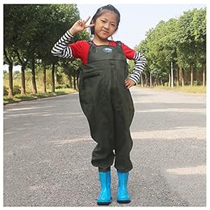 Waders Outdoor Steltlopers Voor Kinderen, Zakontwerp, Kleuterschool Strand Camping Waterspeelkleding, PVC + Gebreide Stof, (Color : Green-2, Size : M/1 piece)