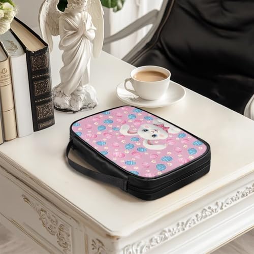 White Rabbit Egg Print Bible Cover for Women Men Lightweight Bible Bag PU Leather Church Tote Bags Portable Scripture Bag Carrying Book Case Organizer Handbag2