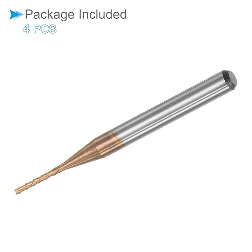 Miniatura 5 de CoCud Corn End Mills, 0.9mm Cutting Diameter 3.175mm 18" Shank, Ti-Coated Solid Carbide Left Hand CNC Router Bits Milling Tools - (Applications for