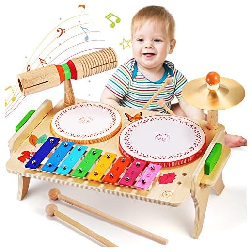 Wingyz Kids Drum Set for Toddlers Baby Music Instruments 7 in 1 Montessori Preschool Musical Toys Children Drum kit Xylophone Tambourine Birthday Gifts for Boys and Girls