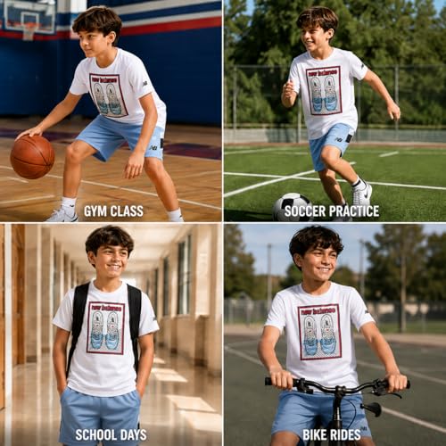 Image of New Balance Boys Athletic Shorts Set - 2 Piece Cotton Blend Jersey Shirt and Active Basketball Shorts for Boys