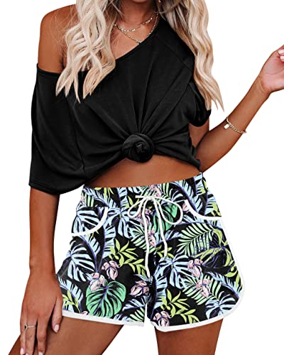 Image of For G and PL Women Summer Floral Beach Boardshorts with Pockets Swim Trunks