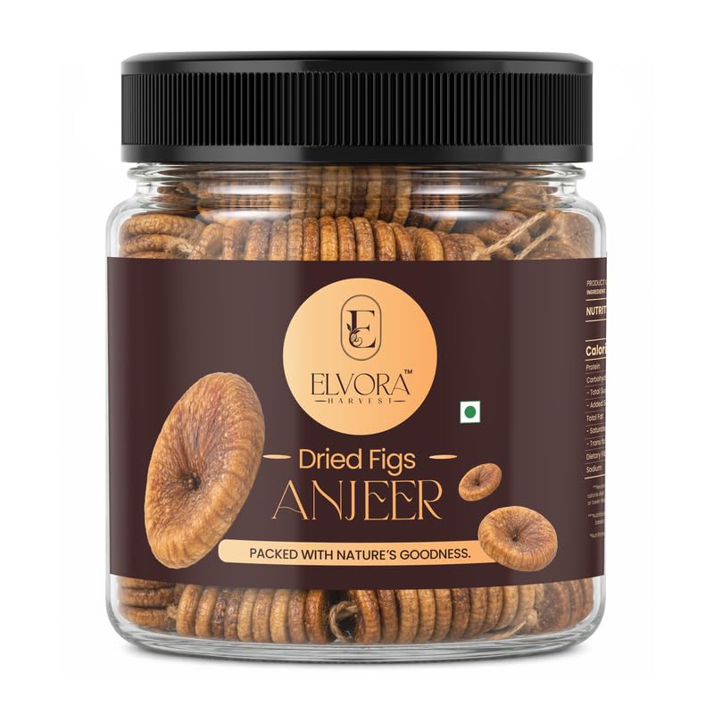 Image of ELVORA HARVEST Dried Afghani Anjeer 100G | Healthy Dry Fruit Snacks | Dried Figs | Rich Source Of Fibre Calcium & Iron | Low In Calories And Fat Free Snacking Dieting
