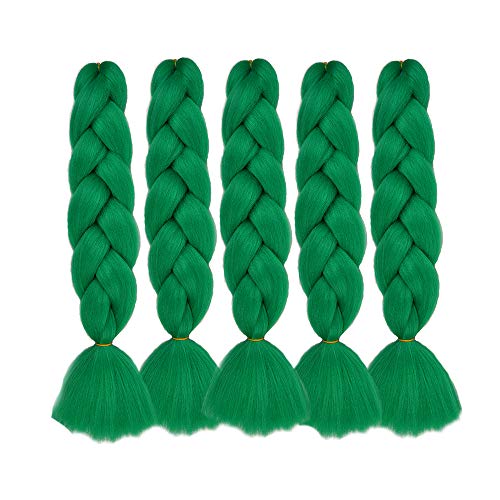 NATURAL BEAUTY 5 Pcs/Lot Synthetic Fiber Braiding Hair Extensions 24inch Ombre Jumbo Twist Braids Hair for Black Women 100g/Packs Deep Green