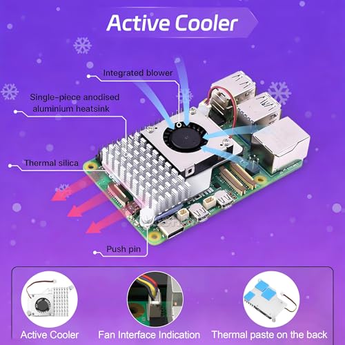 Raspberry Pi 5 4GB Kit, 4GB RAM Single Board Computer with Active Cooler and ABS Case, Complete Raspberry Pi 5 Starter Kit for IoT Robotics Retro Gaming - Image 5