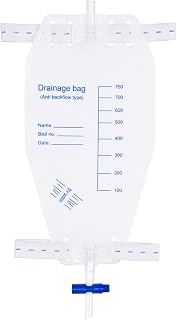 750ML Non Tube Portable Drainage Bag, Suitable for Various Urine Collectors, Urine Collection Bag with 2 Elastic Leg Straps, 5PCS