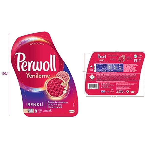 Perwoll Geliştirilmiş Renkli Sıvı Çamaşır Detarjanı 2970 ml 3lü paket, 2.97L 3lü paket