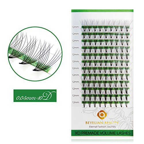BEYELIAN Premade 10D Ultra Volume Fans Eyelash Extensions Semi Permanent Lash Extensions False Eyelashes (0.05mm 12mm C Curl 108 pcs)