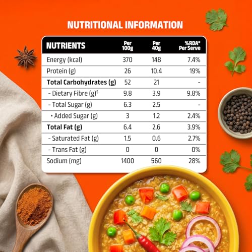 Image of Pintola 26g High Protein Masala Oats 400g, Magic Masala, Breakfast Cereal with High Fiber & Veggies, No Palm Oil, No Preservatives, 5 min Healthy Snack, Helps Manage Weight, Gym Endurance & Gut Friendly