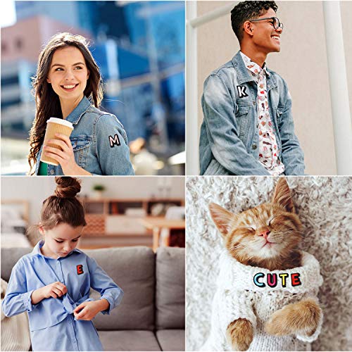 52 Pieces Iron on Letter Patches Sew on Alphabet Patches Fabric Letters Patches Embroidered Patch A-Z Letter for Hats, Jackets, Shirts and Jeans DIY Craft Sewing Projects(52)