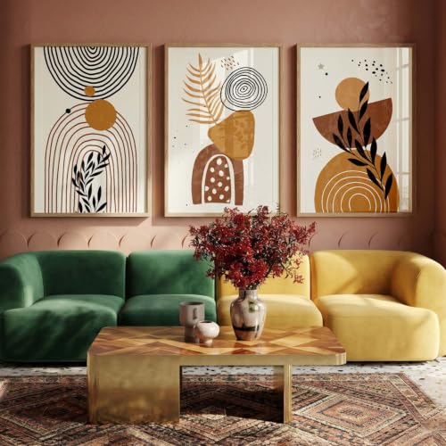 Image of kotart Wood Painting For Wall Decoration - Modern Art Wall Decor Framed Painting For Living Room Bedroom-Framed Wall Posters /Paintings With Frame Set of 3 (Art 1, 13x17 inch)