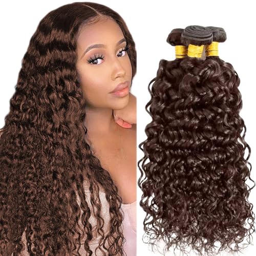 Extensiones de cabello humano Kinky Curly castaño chocolate de 3 paquetes de doble costura