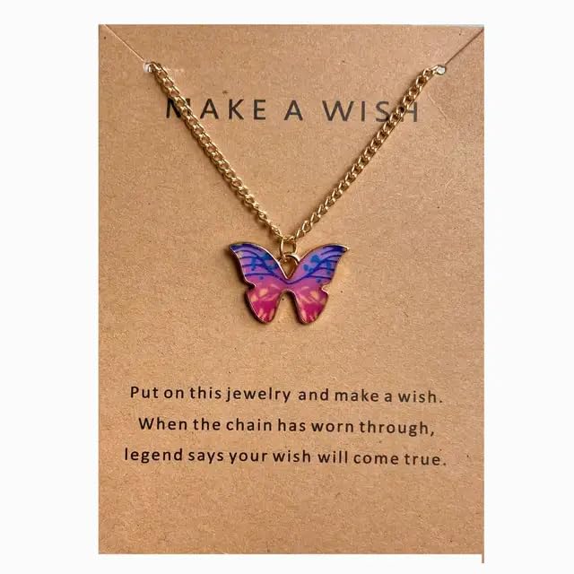 SHILPMART European American Retro Exquisite Easter Necklace Bohemian Red Colourful Butterfly Pendant Necklace for teen Girls women (B0CSXN6CND) Amazon Price History, Amazon Price Tracker