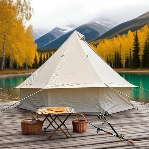 Spacious 4 Person Yurt Tent with Stove Jack, 4-Season Glamping Bell Tent, Waterproof 210D Oxford Cloth, for Family Camping & Outdoor Parties, 9.8x9.8x6.6 FT - Image 8