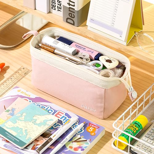 Image of MAMUNU Large Pencil Case Wide Opening - Big Capacity Pencil Pouch for Girls Boys - Portable Stationery Pen Bag for School Office College Teens Students Adults, Pink