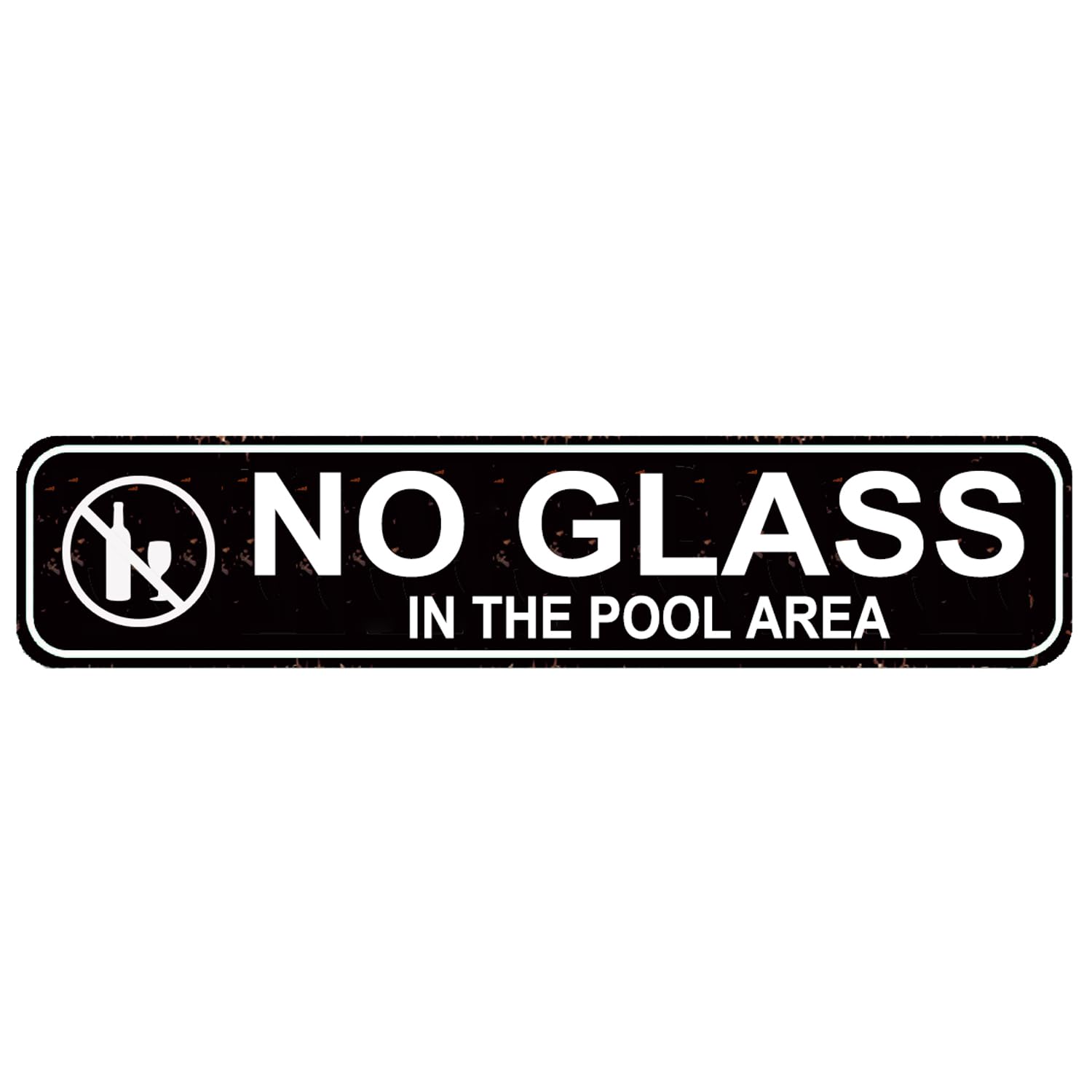No Glass Allowed Pool Sign - 4x16 Inch Metal Safety Sign for Pool Areas,Gates and Doors