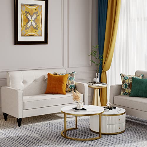Alish Upholstered Loveseat Sofa Couch, Modern Love-Seat Small Couch Button Tufted Small Sofa Couches For Living Room Bedroom, Ivy #TOP5