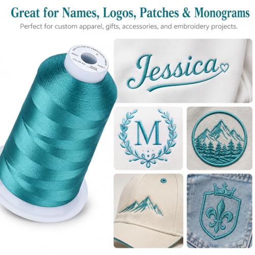 Image of Simthread 5000M 40WT Polyester Embroidery Thread, Caribbean Blue S054 | 5000M 40WT polyester thread feeds smoothly for machine embroidery, monograms, logos, patches and quilting.