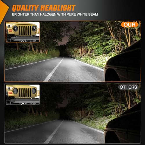 Image of Nilight 2PCS 7 Inch LED Headlights High Low Beam Round Headlamp for 2007 2008 2009 2010 2011 2012 2013 2014 2015 2016 2017 JK JKU 1997-2006 Wrangler TJ 2 Door