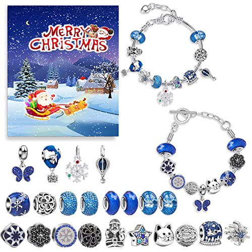 2022 Weihnachten Countdown Kalender Set, 24 Tage Weihnachtsschmuck DIY Adventskalender, 2022 Neues Charm Armband Mädchen Adventskalender vom 1. Dezember bis 24. Dezember (C) Cover