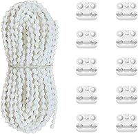 Vista 8 de 32.8 ft (32.8 pies) - Cable de cadena de cuentas enrollables venecianas romanas con 10 conectores para piezas de repuesto de persianas enrollables