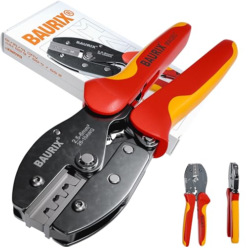BAURIX® Tenaza Crimpadora MC4 [2,5-6mm²], Tenaza Crimpadora Solar para Cables PV MC4, Conectores Solares MC4, Cables Solares, Conectores PV, Conectores en Y, Tenaza Crimpadora