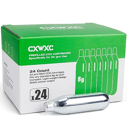 8 Gram/ 12 Gram CO2 Cartridges for Paintball - CO2 Cylinder CO2 Powerlet Cartridges for Airsoft, Air Gun, Pepper Gun P2P HDP 50 Compact(8G-24PC)
