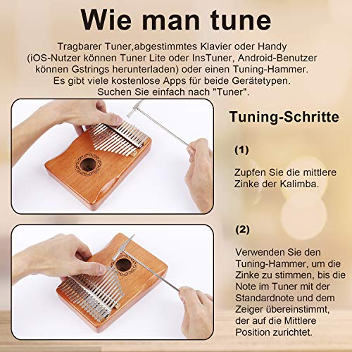 Professionele Kalimba thumb piano 17 key thumb piano, met pocket tuning hamer leerboek sticker, muziekinstrument… - Image 7