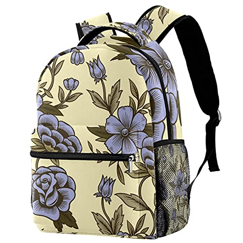Sac à dos de voyage pour filles et garçons style vintage fleuri