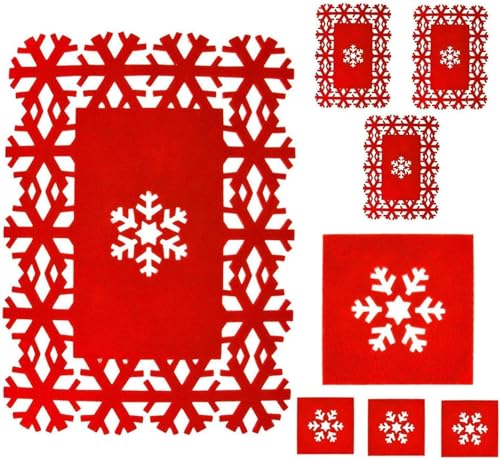 Juego de manteles Individuales de Fieltro de poliéster, 8 Unidades, Color Rojo