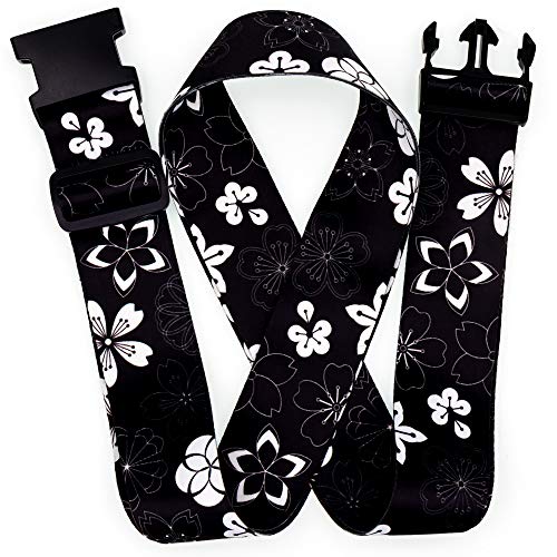 Teeoff Luggage Straps Suitcase Belts Travel Bag Accessories Adjustable 220CM (Sakura Black White - 2 Pack)3
