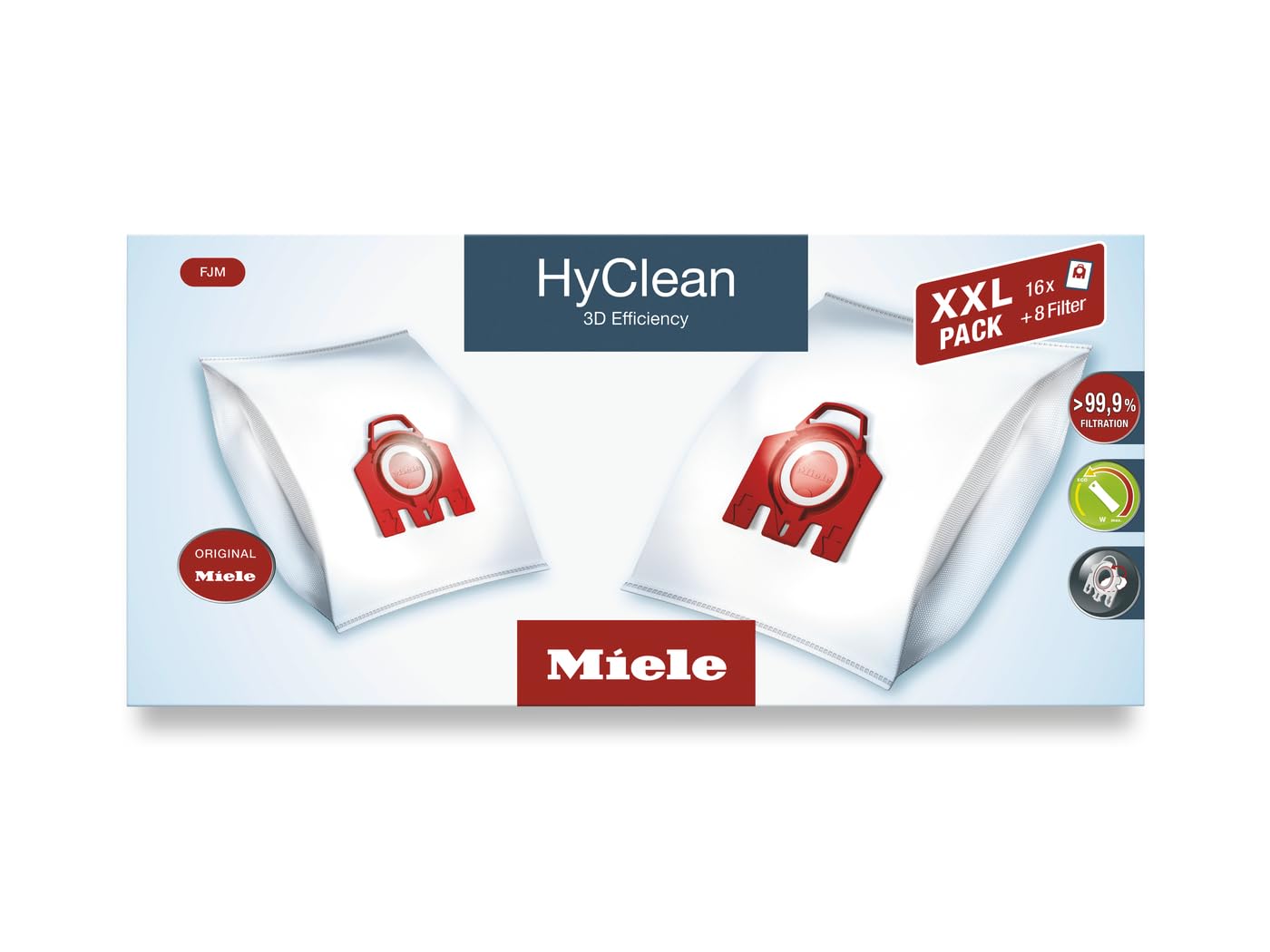 Miele 10408420 XXL Pack HyClean 3D FJM, Vacuum Cleaner Bags, Reliably Keeps Dust inside th