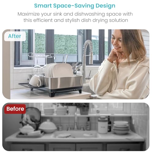Image of Home Zone Living Dish Drying Rack for Kitchen Counter