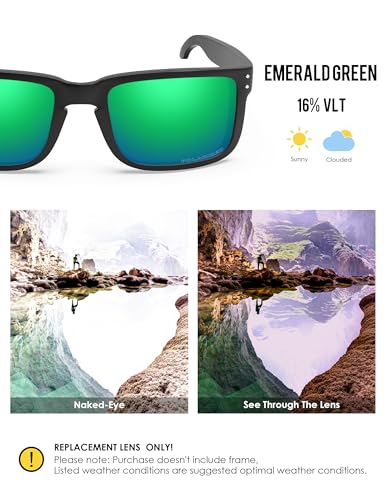 Image of BLAZERBUCK Anti-salt Polarized Replacement Lenses for Oakley Holbrook XL OO9417, Anti-Scratch, Impact Resistant & Perfectly Fit - Emerald Green